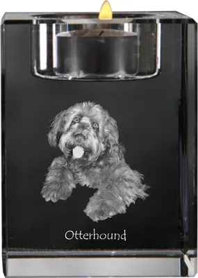 Produktbild von Otterhund, Otterhound - Kerzenhalter mit Hundefoto, Teelichthalter aus Kristall, personalisiertes Geschenk der Marke Art-Dog