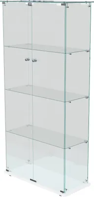 Produktbild von UnboxG Vitrine mit LED Beleuchtung und Glastüren, Sammlervitrine, 4-Lagen Vitrine Weiß Glasvitrine Staubdicht, für Hochschränk, für Küchen Wohnzimmer Schlafzimmer Büro Sammlervitr in Weiß