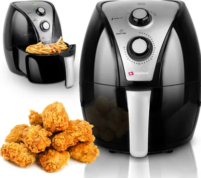Produktbild von alpina Airfryer 3,2L Heißluftfritteuse 1500W - Temperatur Einstellbar von 80 bis 200 °C - für 3 bis 5 Personen - mit Timer bis 60 Min - Schwarz