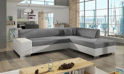 Produktbild von NABBI Ecksofa mit Zersetzung u Lagerraum Pinero P - hellgrau / weiß