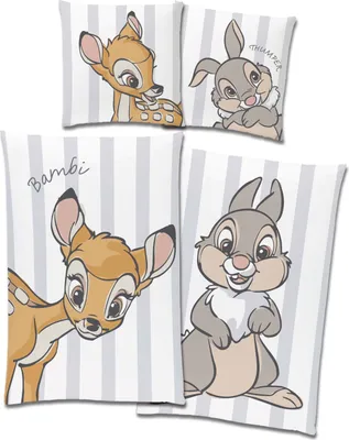 Produktbild von Disney Bambi Klopfer Wende Bettwäsche 135x200, 80x80,  [Wendemotiv-2 Designs] 100% Baumwolle, Schadstoffgesprüft  Standard 100, 60 Grad waschb