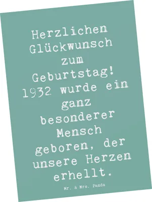 Produktbild von Mr. & Mrs. Panda Postkarte Spruch 1932 Geburtstag - Meeresbrise - Geschenk, einzelkarte, feiern, Ansichtskarte, Geburtstagsgeschenk, einzigartige Geschenke, Alter