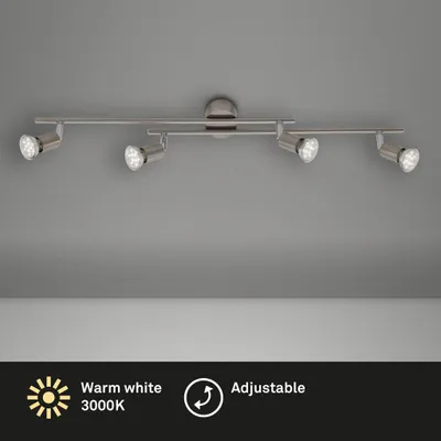 Produktbild von LED Deckenleuchte Spotleuchte 4xGU10 3000K schwenkbar 12W Matt-Nickel Briloner