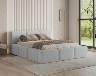 Produktbild von Chilly Möbel Design Polsterbett Como Grau Bouclé-Stoff 200x200 cm mit Stauraum