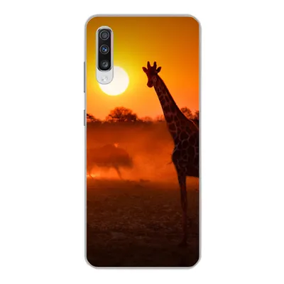 Produktbild von MuchoWow® Handyhülle Schutzhülle Hülle für Samsung Galaxy A70 Giraffe - Sonne - Savanne Silikon Softcase Handy Hülle - Schutzhaube
