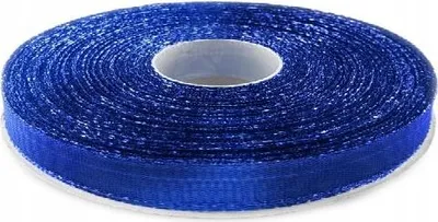 Image de Ruban décoratif METALLIC RIBBON sur rouleau BLEU Noël 6mm x 22m