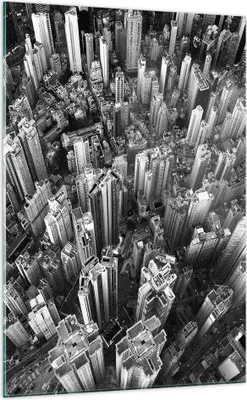 Produktbild von Bilder auf glas - Einteilig - Wolkenkratzer mit Berge - 70x100cm - Glasbilder - Wandbilder - Bilder - zum Aufhängen bereit - Wanddekoration aus Glas - Glas Bilder - Wandbild auf Glas - GPA70x100-4453