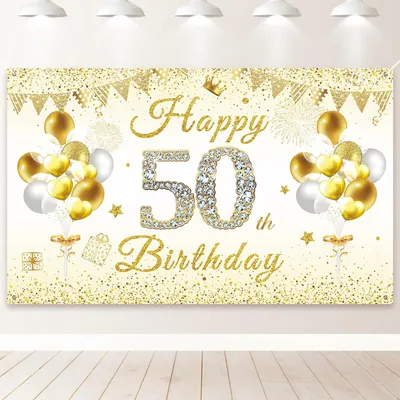 Immagine prodotto di Banner per il 50° compleanno, 180 cm, sfondo fotografico per feste