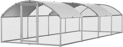 Produktbild von Faziango Hühnerstall Hühnerhaus 3x8x2m Bogenaufsatz Kleintierstall Freilaufgehege Kleintiergehege Voliere Freigehege Hühnerkäfig Geflügelstall Verzinkter Stahl