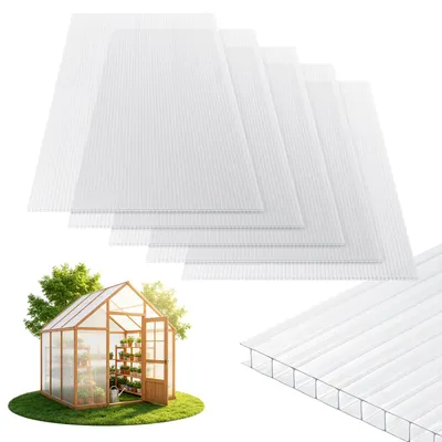Produktbild von Eikuavons 5x Polycarbonat Hohlkammerplatten 8mm Transparent Hohlkammerstegplatten UV-Beständigen Für Gewächshaus Carports
