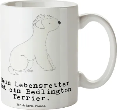 Produktbild von Mr. & Mrs. Panda Kaffeetasse Bedlington Terrier Lebensretter - Weiß - Geschenk, Keramiktasse, Becher, Teetasse, Kaffeebecher, Tasse