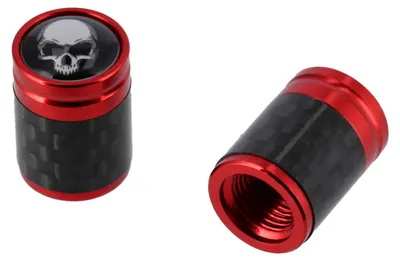 Produktbild von Set: 2x Ventilkappe "Carbon/Skull", Rot