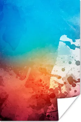 Produktbild von MuchoWow® Poster Wasserfarben - Orange - Rot - Blau 80x120 cm - Papierdruck