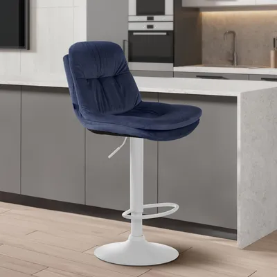 Produktbild von Barhocker HLO-CP325 Samt weiß  blau
