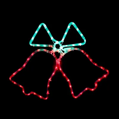 Image de ACA Décoration de Noël lumineuse pour l'extérieur, double cloche, 72 LED, guirlande de 3 m, vert-rouge, avec effets, IP44, 55 x 55 cm, câble d'alimentation de 1,5 m X2BELLEDMC55