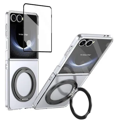 Obrázok produktu pre Pre Samsung Galaxy Z Flip7 MagSafe Integrated 360 Rotation Ring Cover Black