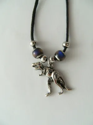 Produktbild von Kette Dinosaurier T-Rex, Perlen, Stimmungskette Anhänger Modeschmuck Ketten Geschenke Schmuck Dino Tier
