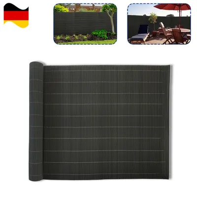 Obrázek produktu pro LARS360 120x300cm PVC rohož pro soukromí bambusový plot - neprůhledný plot pro zahradu, balkón a terasu, antracitová