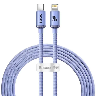 Zdjęcie produktu dla Kabel Baseus Crystal, USB-C do Lightning, 20W, PD, 2m, fioletowy
