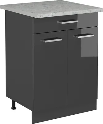 Produktbild von Küchenunterschrank Vicco R-Line Anthrazit Hochglanz 60 cm AP Marmor, Model 54192