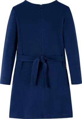Produktbild von vidaXL Kinderkleid mit Langen Ärmeln Marineblau 116