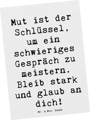 Produktbild von Mr. & Mrs. Panda Postkarte Spruch Ein schwieriges Gespräch führen - Weiß - Geschenk, Ansichtskarten, Ansichtskarte, Trost, Glaub an dich, stark bleiben, Vertrauem, Mut