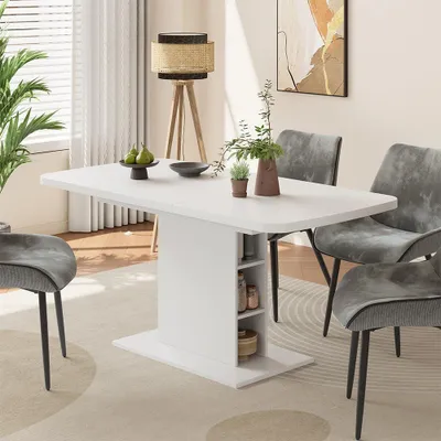 Image de Table de salle à manger Vicco Fenaro Blanc 120x80cm avec compartiments ouverts, Model 56486