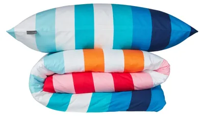 Produktbild von SCHIESSER Bettwäscheset Happy Stripe | Gestreift | Renforcé | 2-teilig | 100% Baumwolle | Angenehm weich & glatt | YKK-Reißverschluss | 135x200 cm + 80x80 cm | Türkis