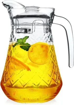 Obrázek produktu pro Skleněná karafa na nápoje, vodu, džus, limonádu, s víkem, 1,4 l