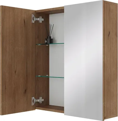 Produktbild von Planetmöbel ARIA Spiegelschrank für das Bad 60 cm Gold Eiche, ohne Leuchte und Steckdose