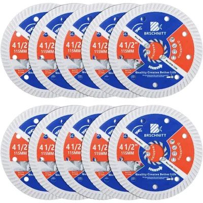 Obrázok produktu pre Diamantové rezacie kotúče Turbo, 10 kusov, 115 mm, určené na rezanie betónu, granitu, mramoru a železobetónu