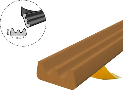 Immagine prodotto di Guarnizione per finestra Guarnizione per porta Guarnizione in gomma EPDM profilo E 9×4 mm 40 m Marrone autoadesivo