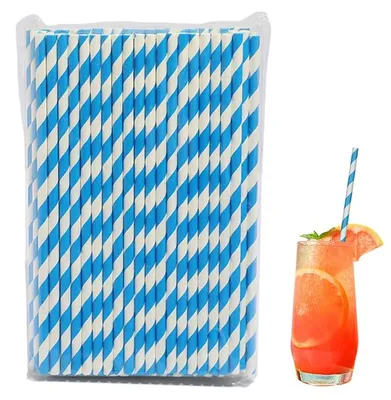 100 Papierstrohhalme, Oktoberfest-Deko, blau-weiß, 20,4 cm