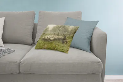 Produktbild von MuchoWow® Zierkissen Sofakissen Wohnzimmer Dekokissen 60x40 cm Hirtin mit Schafherde - Gemälde von Anton Mauve - Kopfkissen - Polster mit Foto