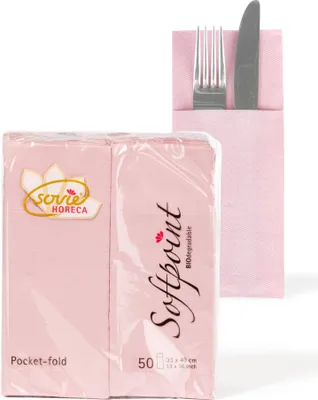 Produktbild von Sovie HORECA Besteckserviette Softpoint "Pub" in Altrosa, 40 x 33 cm, 1/8 Falz, 50 Stück