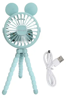 Produktbild von Wiederaufladbarer, tragbarer Handventilator mit 3 Leistungsstufen, LED-Licht und Kinderwagenfunktion für Zuhause und draußen