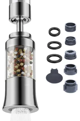 Produktbild von Wasserhahnfilter mit 6-facher Filterung, 2 Strahlarten, 360° drehbar, Chrom