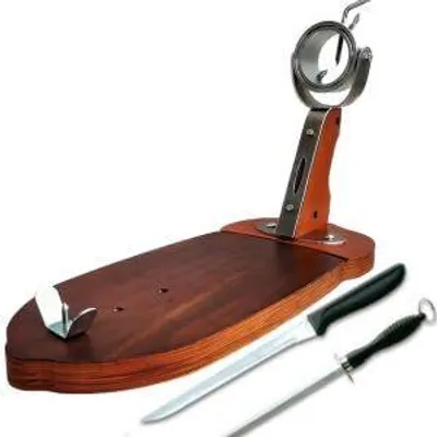 Schinkenhalterung aus Holz mit Präzisions-Schmiedemesser