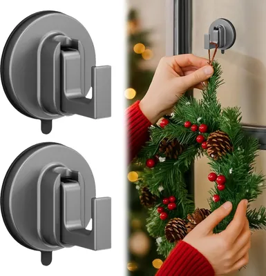 Produktbild von 2 Stš¹ck Saugnapf Haken Fš¹r , Handtuchhalter, Tš¹rkranz Aufh?ngung, Multifunktional Handtuchhaken