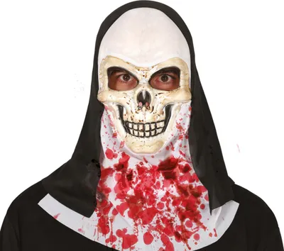 Immagine prodotto di Scheletro suora Halloween Maschera horror sanguinosa Costume spaventoso Viso spaventoso Fright Party Tenebre Horror Creatura notturna, Colore: Multicolore