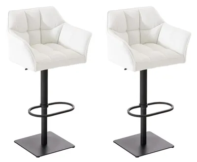 Produktbild von CLP 2er Set Barhocker Damaso Kunstleder drehbar und höhenverstellbar weiß Gestell Farbe schwarz