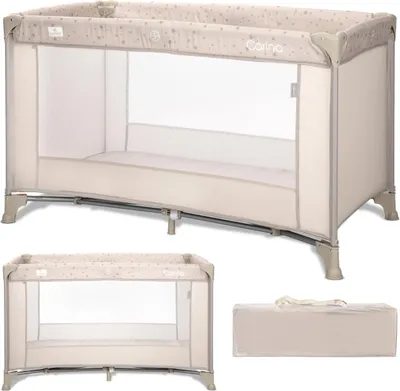 Obrázek produktu pro Lorelli Carina cestovní postýlka 1 úroveň 120x60 – skládací, matrace & taška, síťované boky, boční vstup na zip