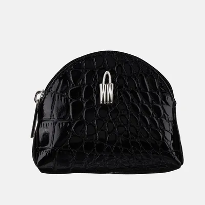Immagine prodotto di Custodia per chiavi in pelle nera con goffratura in coccodrillo