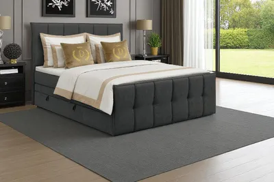 Produktbild von KSHOMECONCEPT Boxspringbett 140x200 cm, Bett mit Bettkasten und Bonellmatratze und Topper, SUPREME, Grau