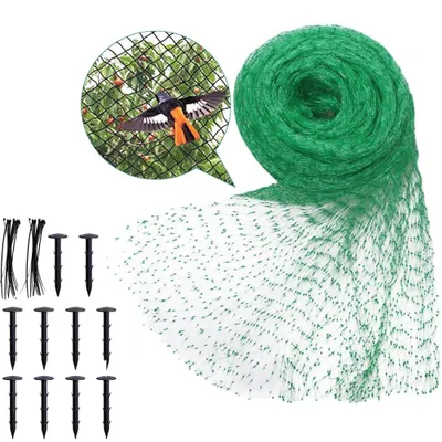Produktbild von Vogelschutznetz Garten - 4 x 5 m - Gartennetz - mit 30 Kabelbindern und 10 Kunststoffheringen - Schutznetz für Gemüse, Obst, Pflanzen und Beete