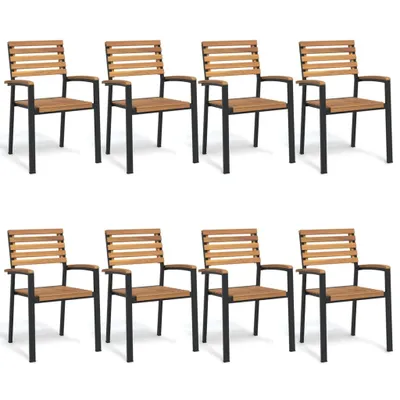 Image de The Living Store Chaises de jardin empilables 8 pcs. Bois massif acacia et métal