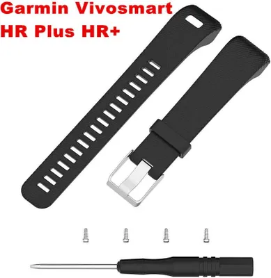 Produktbild von Silikon Ersatz Armband Für Garmin Vivosmart HR Plus SportFitness Tracker Schwarz
