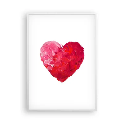 Produktbild von Gerahmtes Poster - Weißer Rahmen - Rot Herz Aquarell - 70x100 cm - Wand Bild - Wanddeko - Wandbilder - Kunstposter - Wandposter - Bilderrahmen - Bilder - Kunstdruck - Wandbild - P2WPA70x100-4158