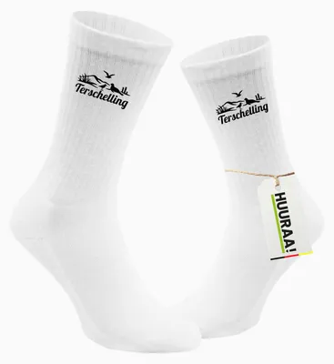 Produktbild von Huuraa Uni Socken Terschelling Niederlande 42/46 White Baumwolle Tennissocken Geschenkidee