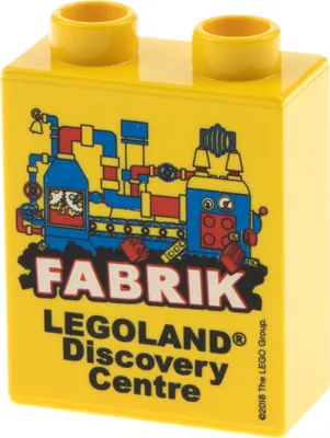 Produktbild von 1x Lego Duplo Motivstein 1x2x2 gelb bedruckt Legoland FABRIK 2018 4066pb661